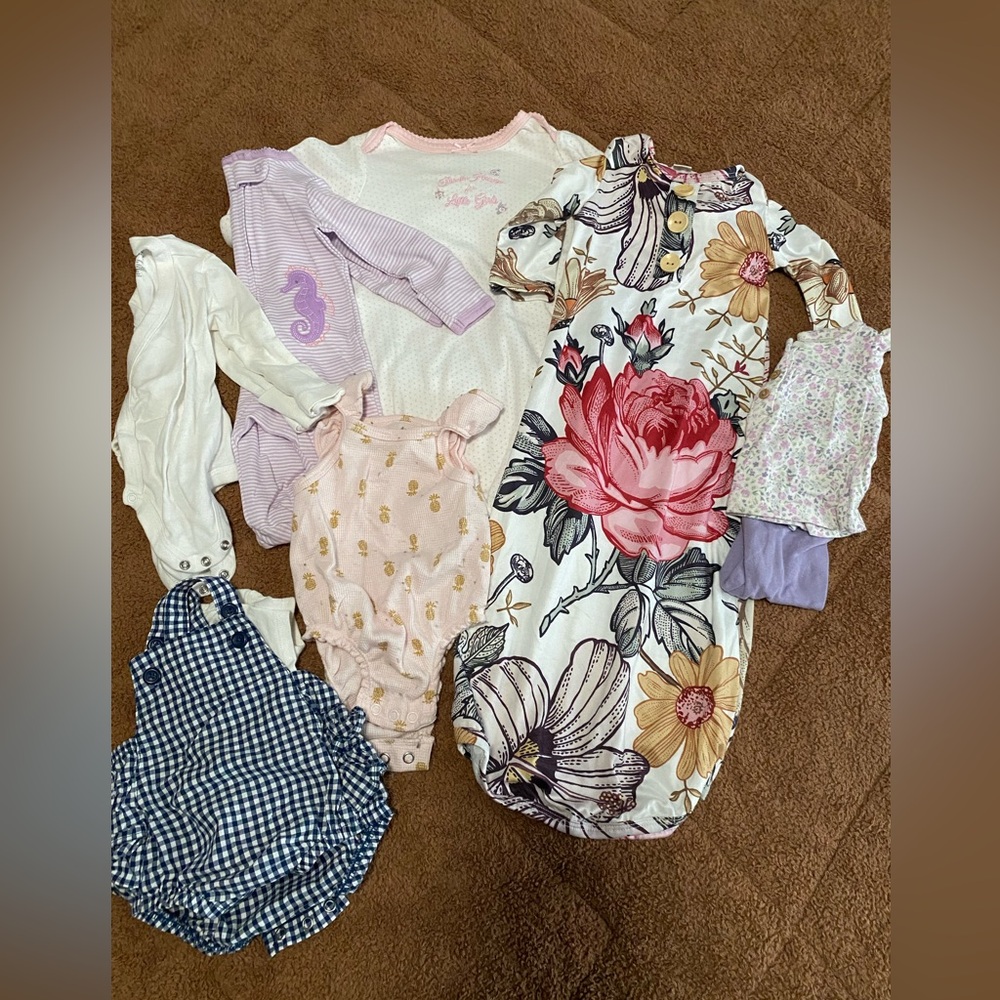 Floral and Patterned Baby Clothing Set